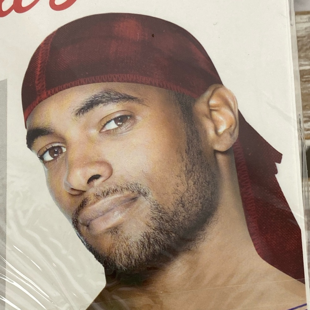 New Deluxe luxury silky & shiny, smooth & thick red & Black Du-rag men's 12/pkg